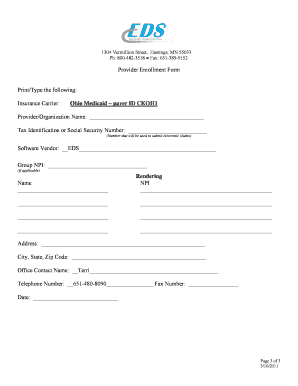 Ohio Medicaid Dental Electronic Claims Enrollment Form