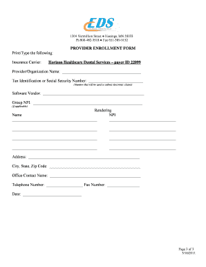 Horizon Healthcare Dental Services Enrollment Form