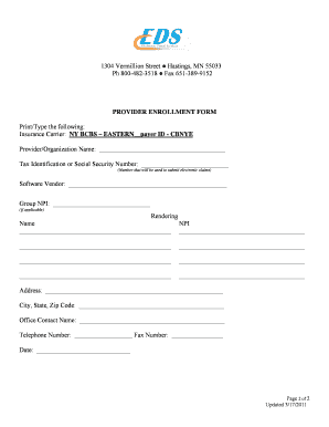 NY BCBS Dental Electronic Claims Enrollment Form