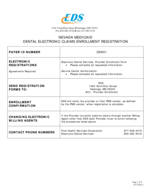 Nevada Medicaid Dental Electronic Claims Enrollment Form