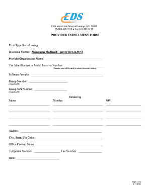 Minnesota Medicaid Dental Electronic Claims Enrollment Form
