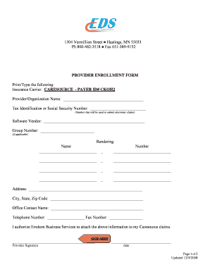 Caresource Dental Electronic Claims Enrollment Form