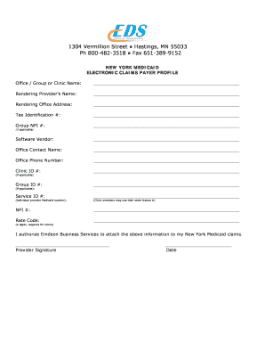 New York Medicaid Dental Electronic Claims Enrollment Form