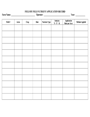 Field Nutrient Application Record