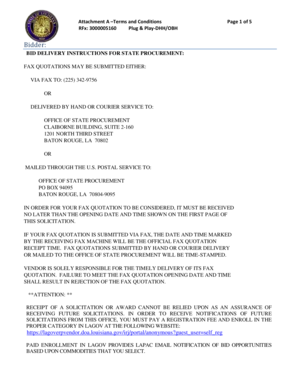 Louisiana State Procurement Bid Submission Form