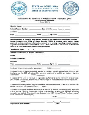 Authorization for Disclosure of Protected Health Information