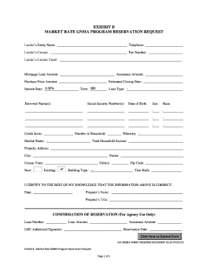 Market Rate GNMA Program Reservation Request