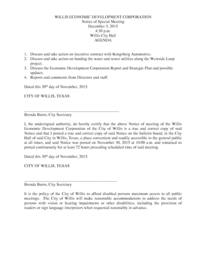 Wedding program templates - Brenda Burns City Secretary Notice and that I posted a - ci willis tx