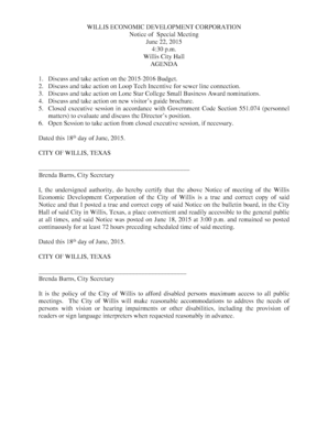 Employment application form - Discuss and take action on the 20152016 Budget - ci willis tx