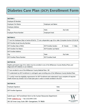 Irs form 941 2015 - Diabetes Care Plan DCP Enrollment Form - wilco