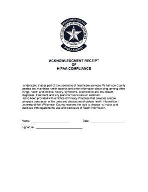 ACKNOWLEDGMENT RECEIPT OF HIPAA COMPLIANCE - wilco