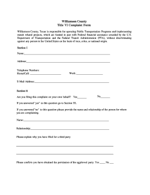 Williamson County Title VI Complaint Form - wilcoorg