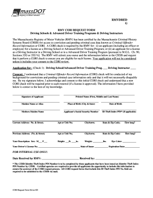 Massachusetts RMV CORI Request Form