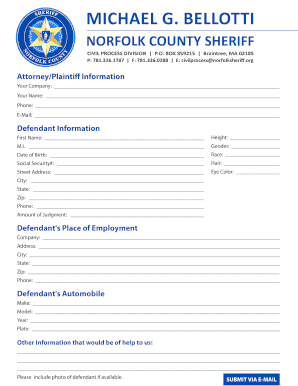 Civil Process Service Request Form