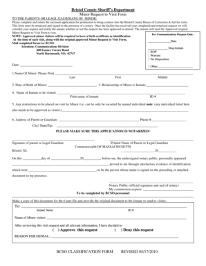 Minor Request to Visit Form