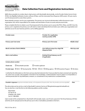 Massachusetts EOHHS Data Collection Form