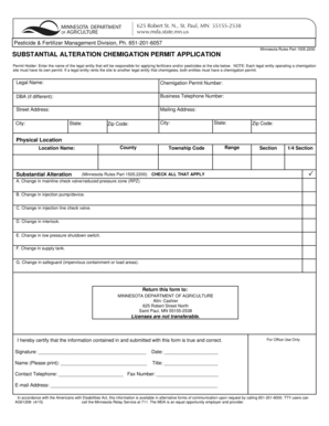 Minnesota Chemigation Permit Application