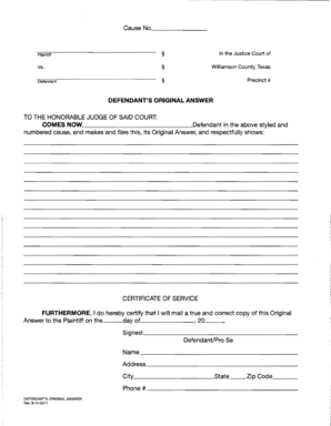 Irs form 2350 - DEFENDANTS ORIGINAL ANSWER TO THE HONORABLE JUDGE OF SAID - wilco