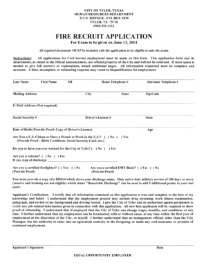 Attendance register format - FIRE RECRUIT APPLICATION - cityoftylerorg