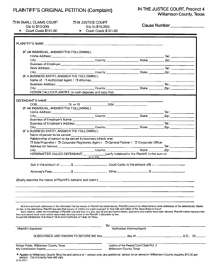 Risk management plan example - PLAINTIFFS ORIGINAL PETITION Complaint Williamson - wilco