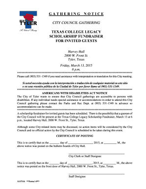 Interdepartmental memo - TEXAS COLLEGE LEGACY - cityoftyler