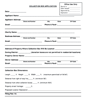 Timeline maker - Office Use Only COLLECTION BOX APPLICATION Permit Date