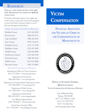 Massachusetts Crime Victim Compensation Application