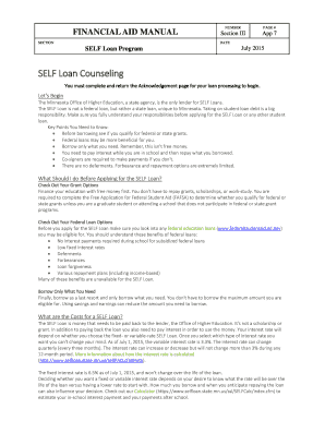 SELF Loan Counseling Form