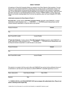 Direct Deposit Authorization Form