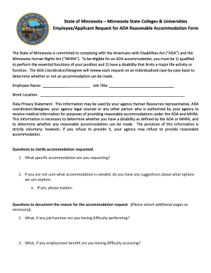 Minnesota ADA Reasonable Accommodation Request Form