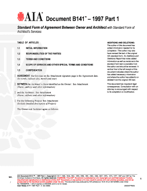 AIA Document B141 Standard Form of Agreement Between Owner and Architect