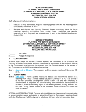 Sale agreement format - notice and agenda that will be sent to staff involved