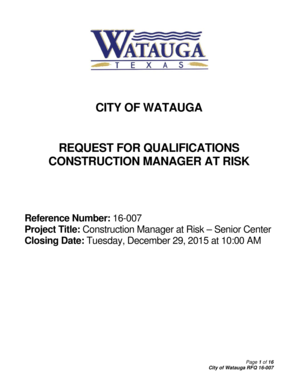 Printable power of attorney resignation letter template - CITY OF WATAUGA REQUEST FOR QUALIFICATIONS CONSTRUCTION - ci watauga tx