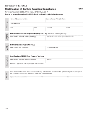 Minnesota Truth in Taxation Compliance Form
