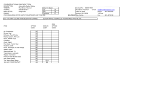 Standard Optional Equipment Form