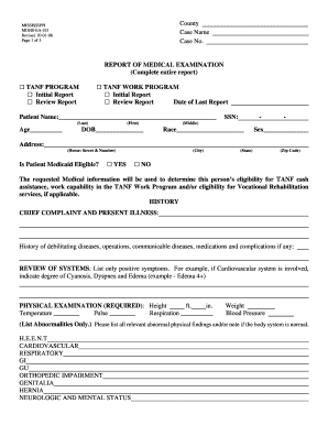 Mississippi TANF Medical Examination Report