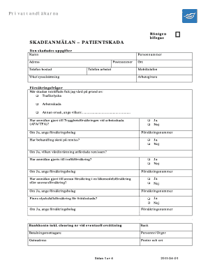 Patient Injury Claim Form