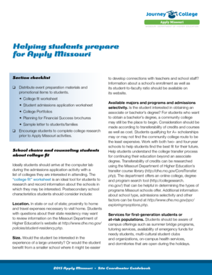 Helping students prepare for Apply Missouri - dhe mo