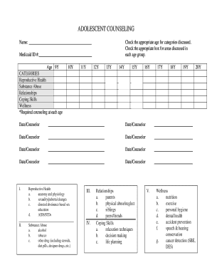 Adolescent Counseling Form