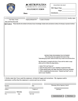 Incident Statement Form