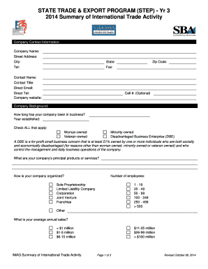 STEP Year 3 International Trade Activity Summary