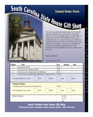 South Carolina School Order Form