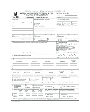 Vaccine Adverse Event Reporting System Form