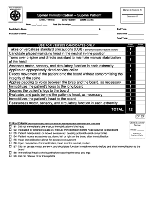 EMT Spinal Immobilization Checklist