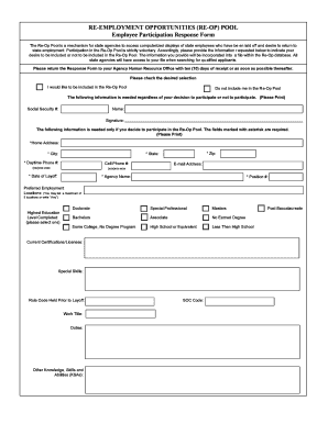 Re-Employment Opportunities Pool Participation Form