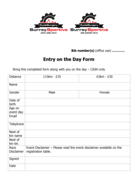 Race Event Entry Form
