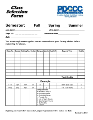 Student Course Registration Form