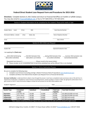 Federal Direct Student Loan Request Form