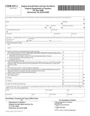 Virginia Aircraft Sales and Use Tax Return