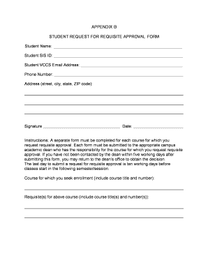 Student Request for Requisite Approval Form